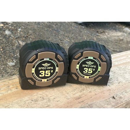 Spec Ops 35-Foot Elite Series Tape Measure, 1 1/4in Double-Sided Blade SPEC-PTM35